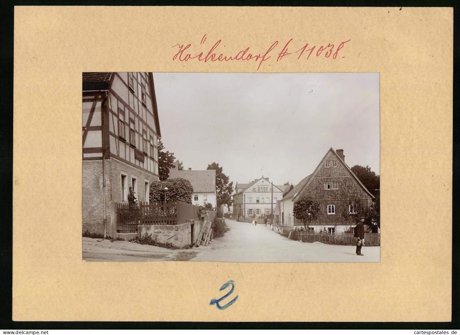 Fotografie Brück & Sohn Meissen, Ansicht Höckendorf Bei Edle Krone, Blick In Die Dorfstrasse Mit Brauerei  - Places