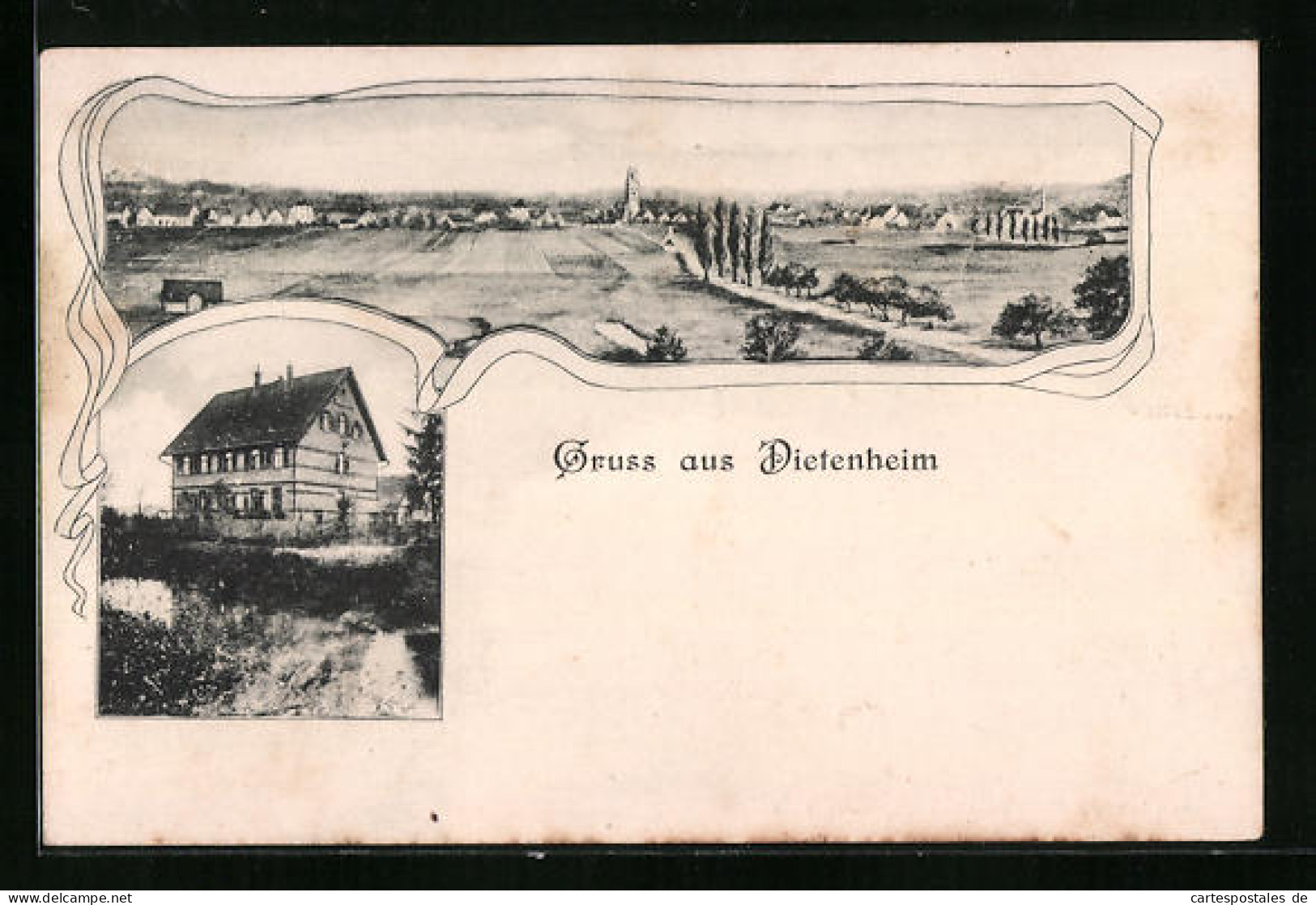 AK Dietenheim, Einzelhaus, Panorama Des Ortes Mit Landstrasse  - Other & Unclassified