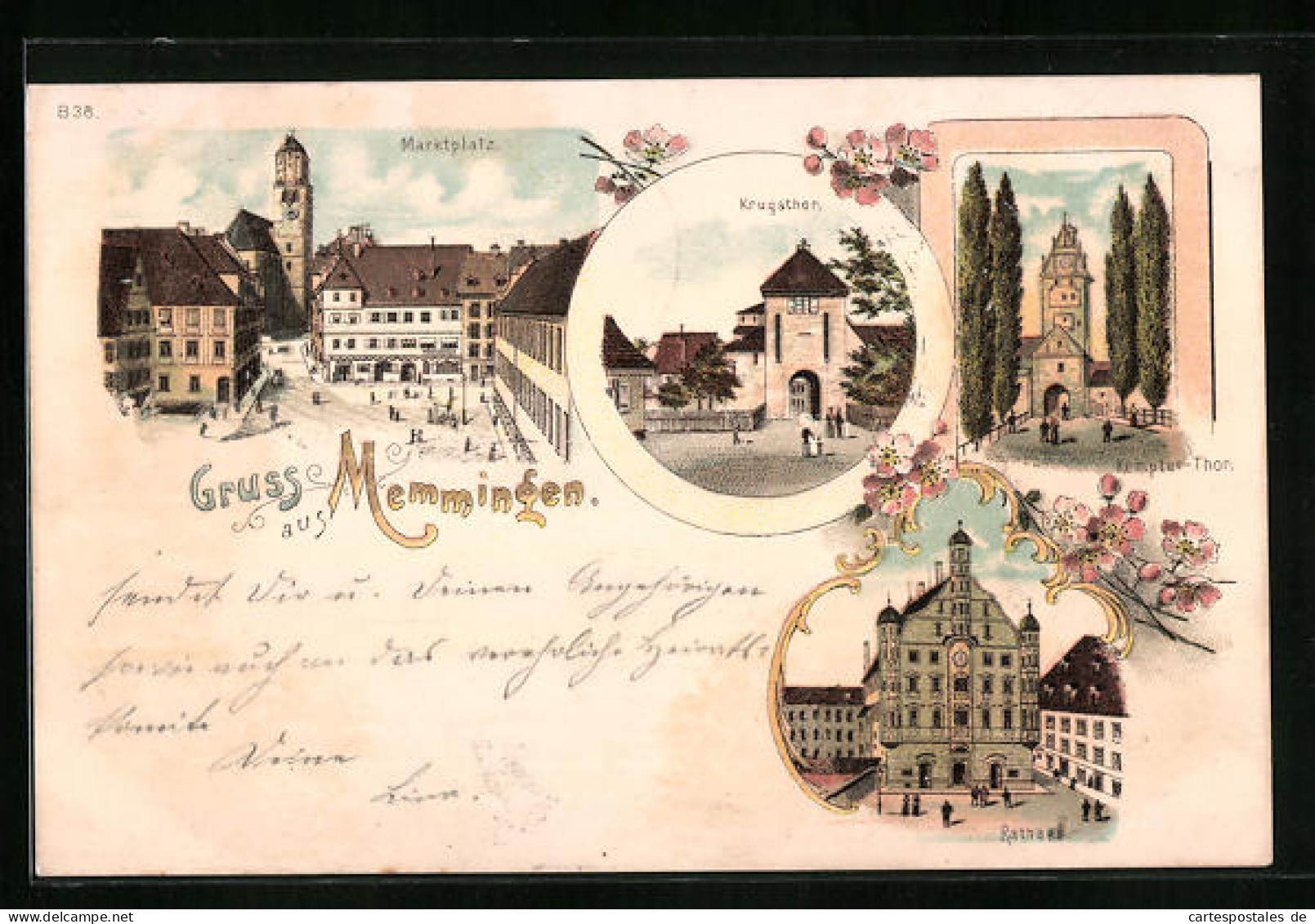 Lithographie Memmingen, Marktplatz, Krugsthor Und Kempter-Thor  - Memmingen