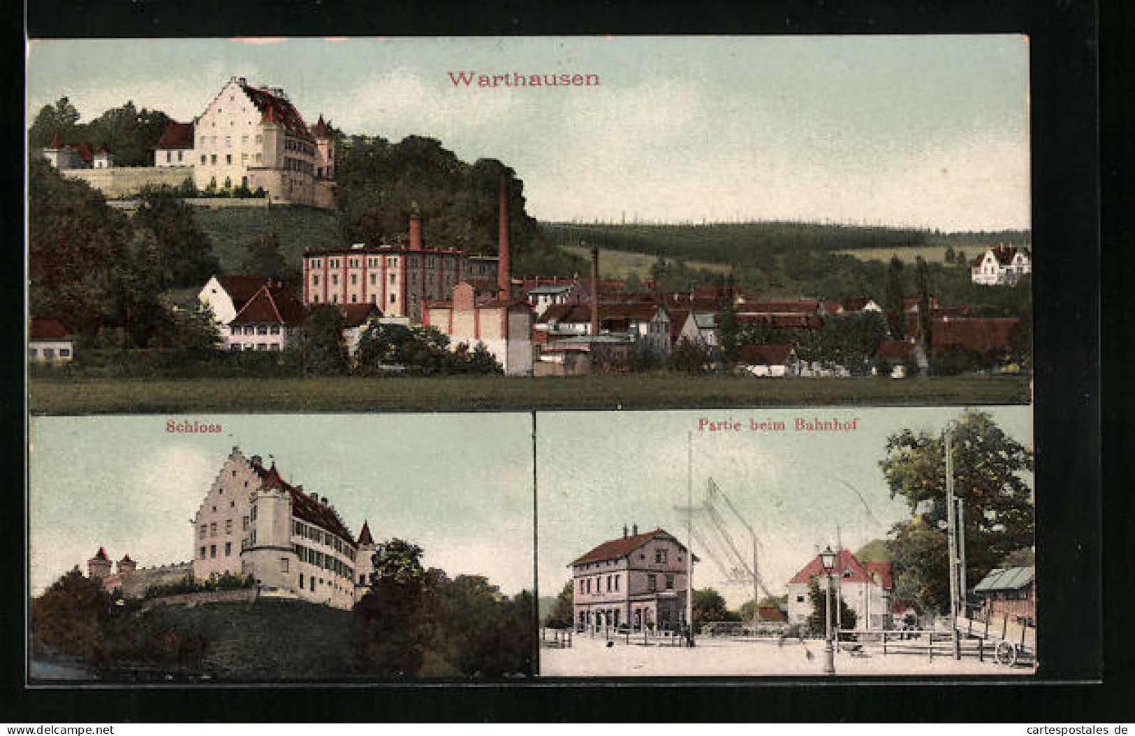 AK Warthausen, Ortsansicht Mit Schloss, Bahnhof Und Brauerei  - Other & Unclassified