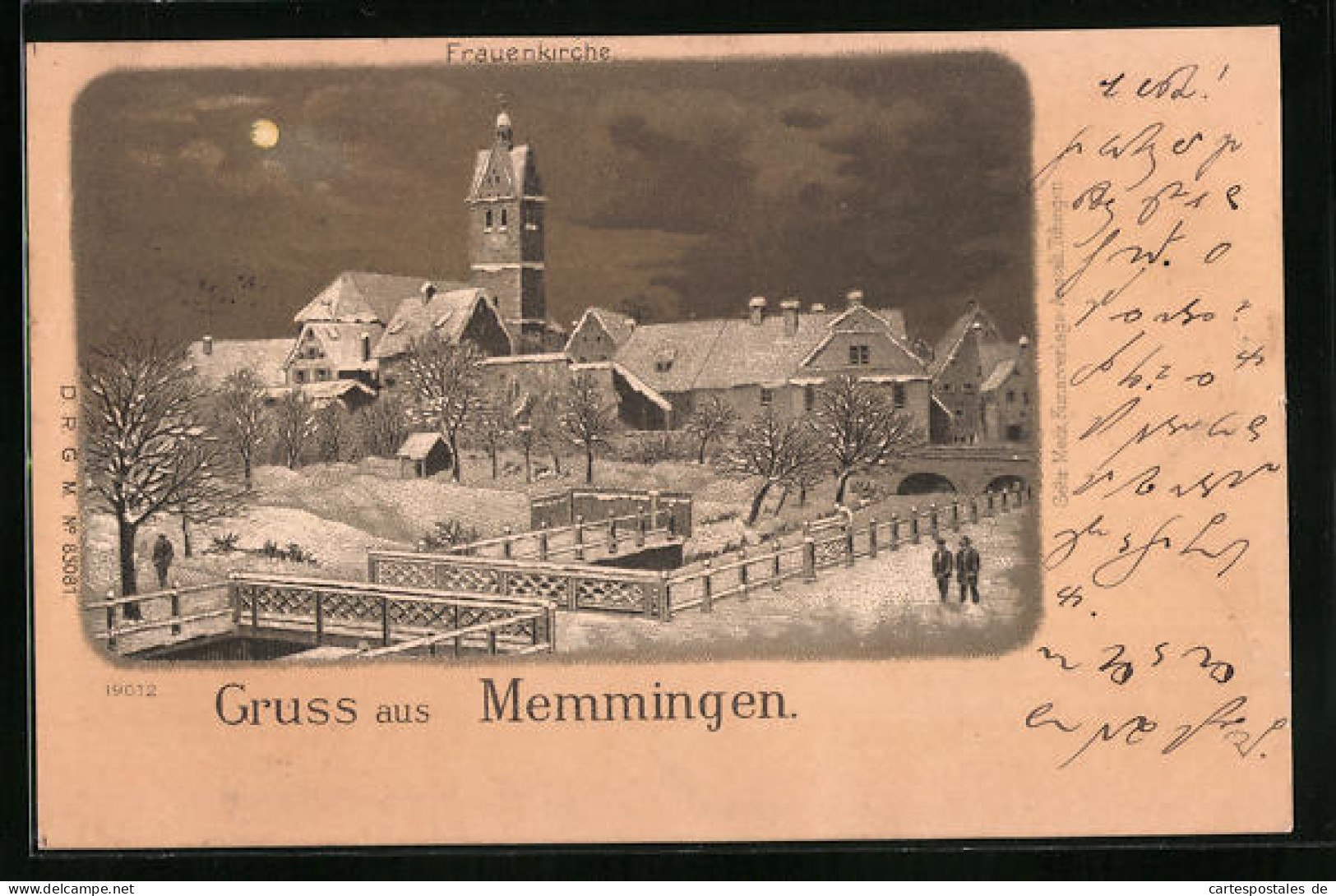Winter-Lithographie Memmingen, Frauenkirche Bei Mondschein  - Autres & Non Classés
