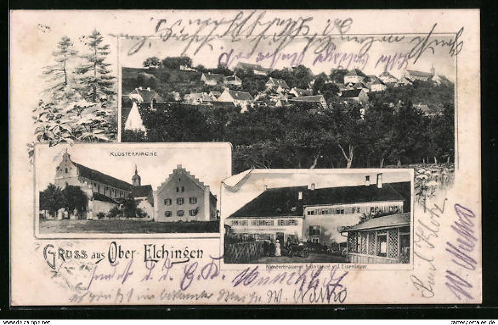AK Ober-Elchingen, Klosterkirche, Klosterbrauerei Und Gasthof V. J. Eisenlauer, Totalansicht  - Otros & Sin Clasificación