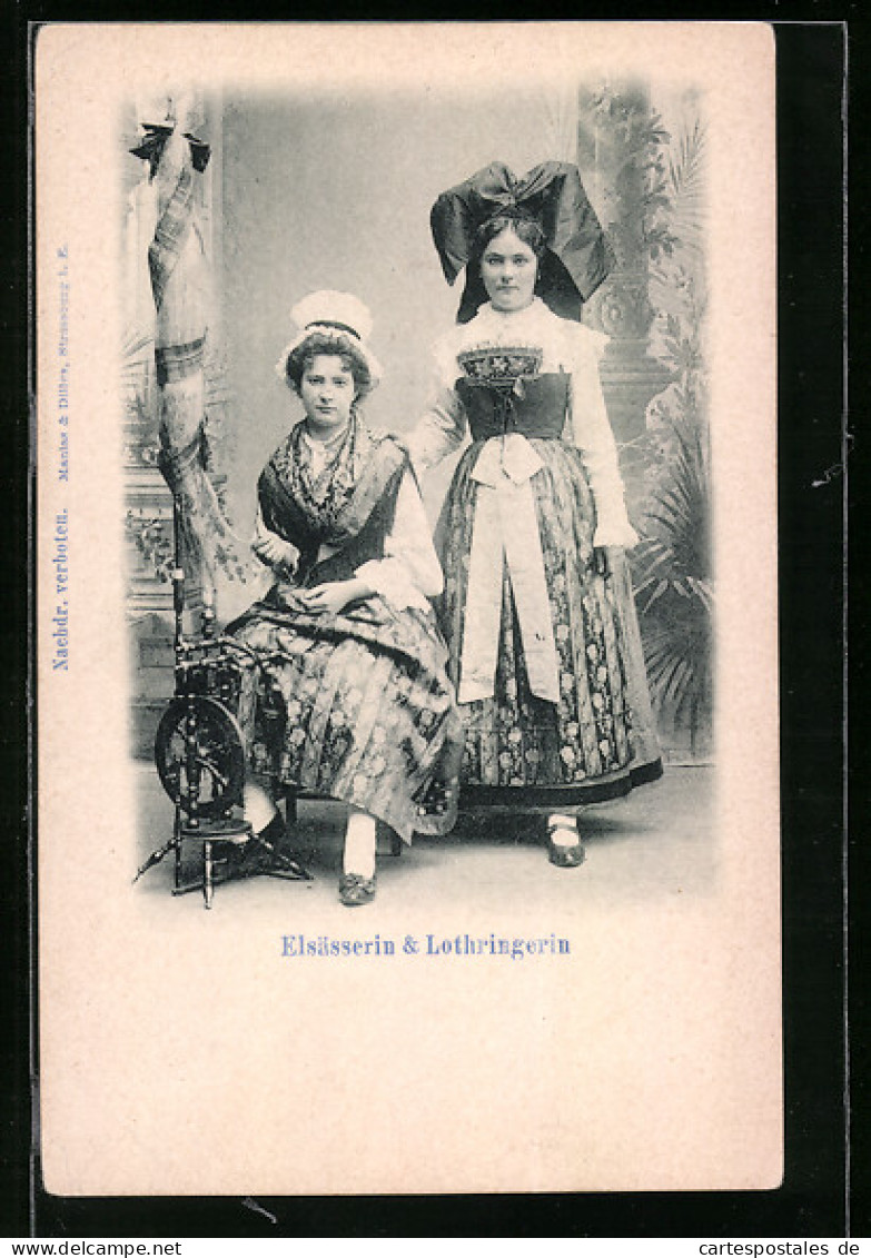 AK Elsässerin & Lothringerin, Elsass-lothringische Tracht  - Kostums