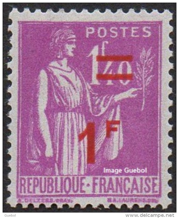 France Type Paix N°  484 ** Surchargé, Le 1F Sur 1f40 Lilas - 1932-39 Frieden