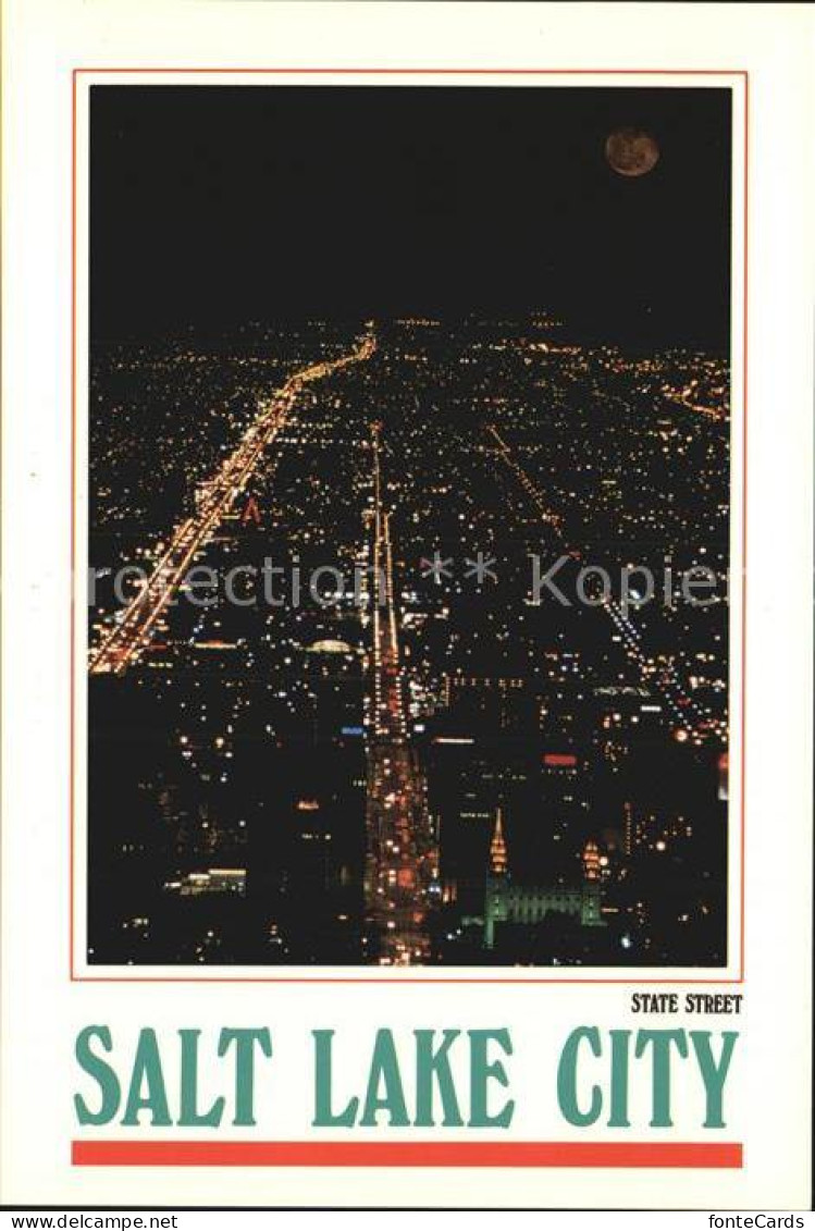 72590521 Salt_Lake_City Fliegeraufnahme State Street At Night - Andere & Zonder Classificatie