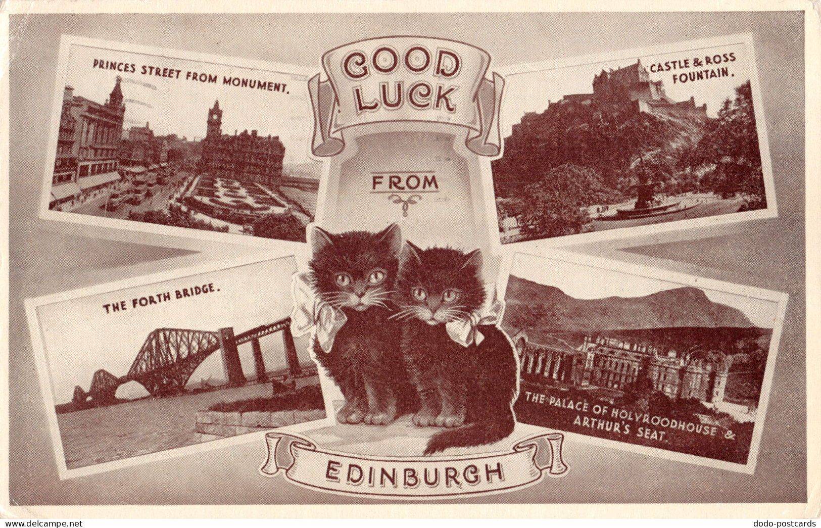 R296052 Good Luck From Edinburgh. Cats. Dennis. 1955. Multi View - Wereld