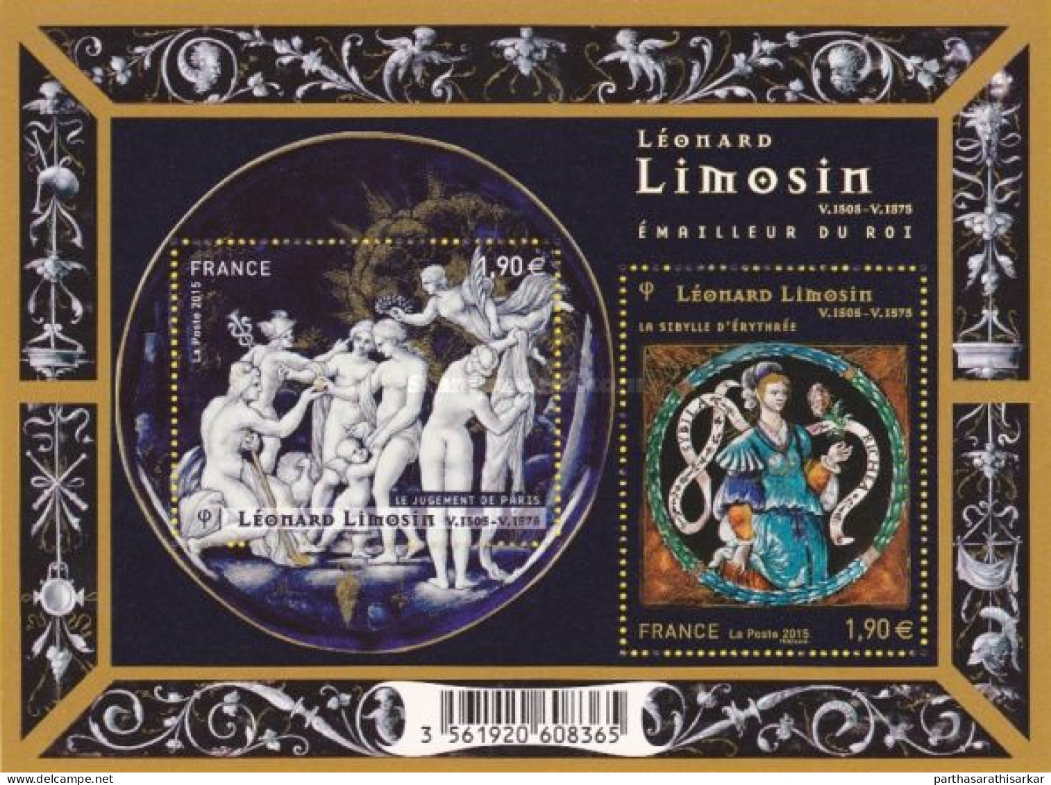 FRANCE 2015 LÉONARD LIMOSIN 1505-1575 FAMOUS PAINTER PAINTINGS MINIATURE SHEET MS MNH - Unused Stamps