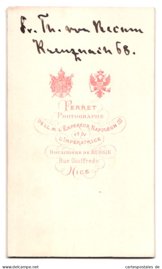 Photo Ferret, Nice, Portrait De Theresia Josepha Edle Von Rogister / Recum, 1. Frau Des Baron Von Recum, 1868  - Célébrités