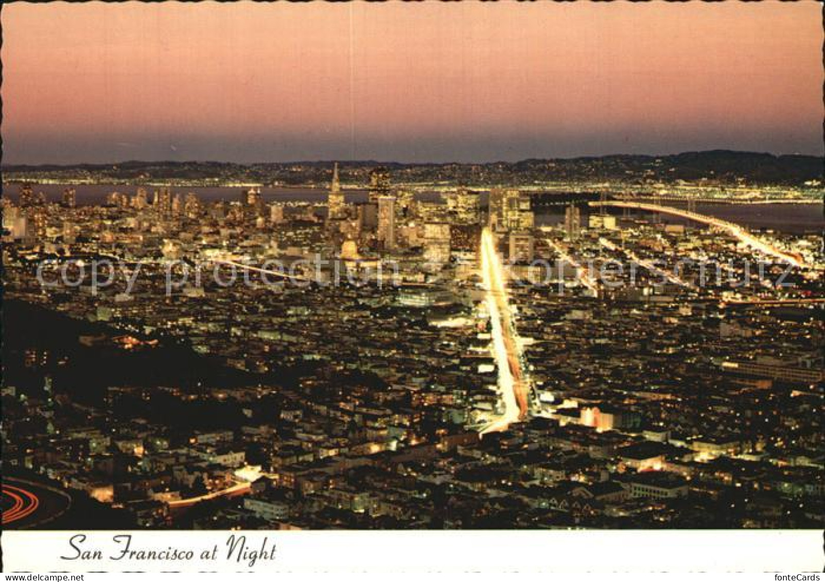72582835 San_Francisco_California Fliegeraufnahme Skyline At Night - Autres & Non Classés