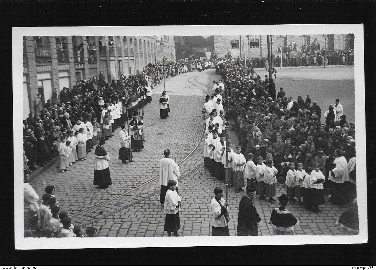 35 Rennes Carte Photo Funérailles En Grandes Pompes Cortège Place Du Parlement Enterrement De C ,  Rail Du Tramway - Rennes