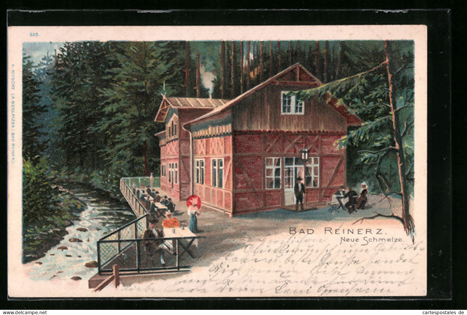 Lithographie Bad Reinerz, Neue Schmelze Mit Fluss  - Schlesien