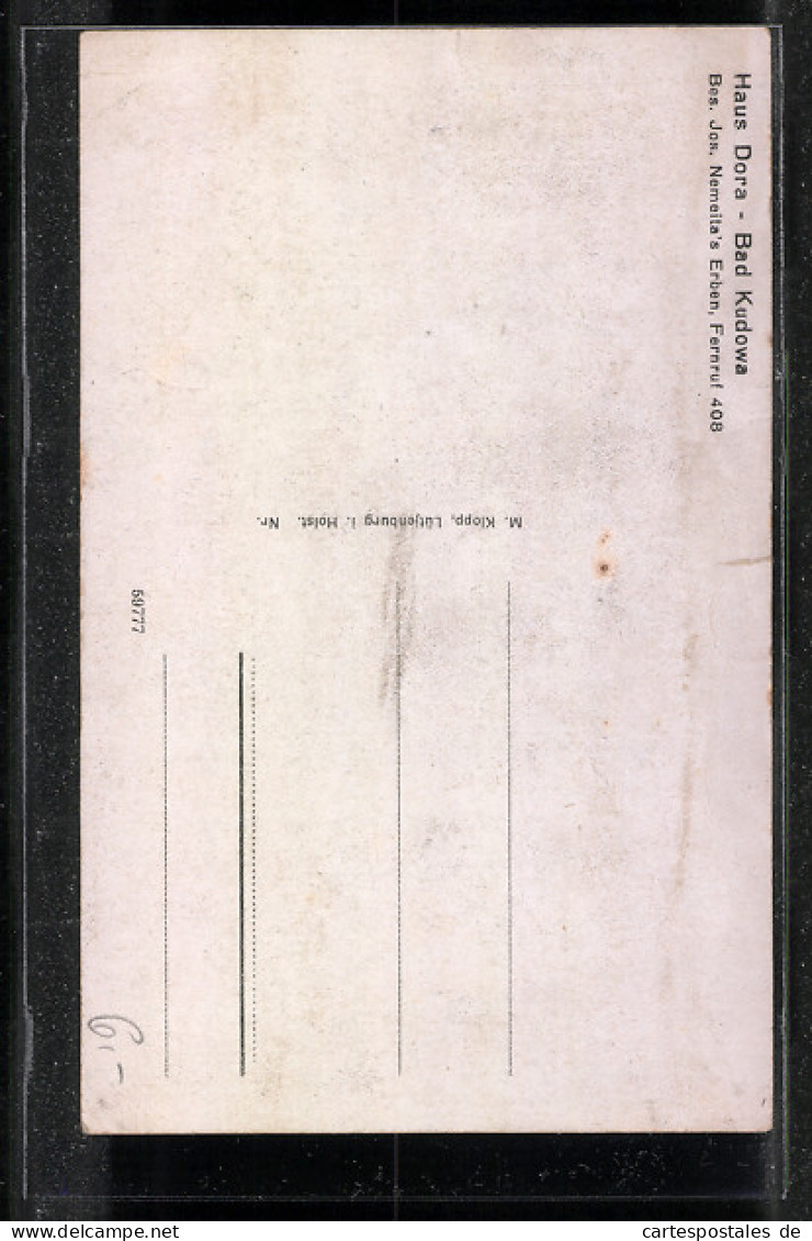 AK Bad Kudowa, Kurpension Haus Dora Mit Strassenpartie  - Schlesien