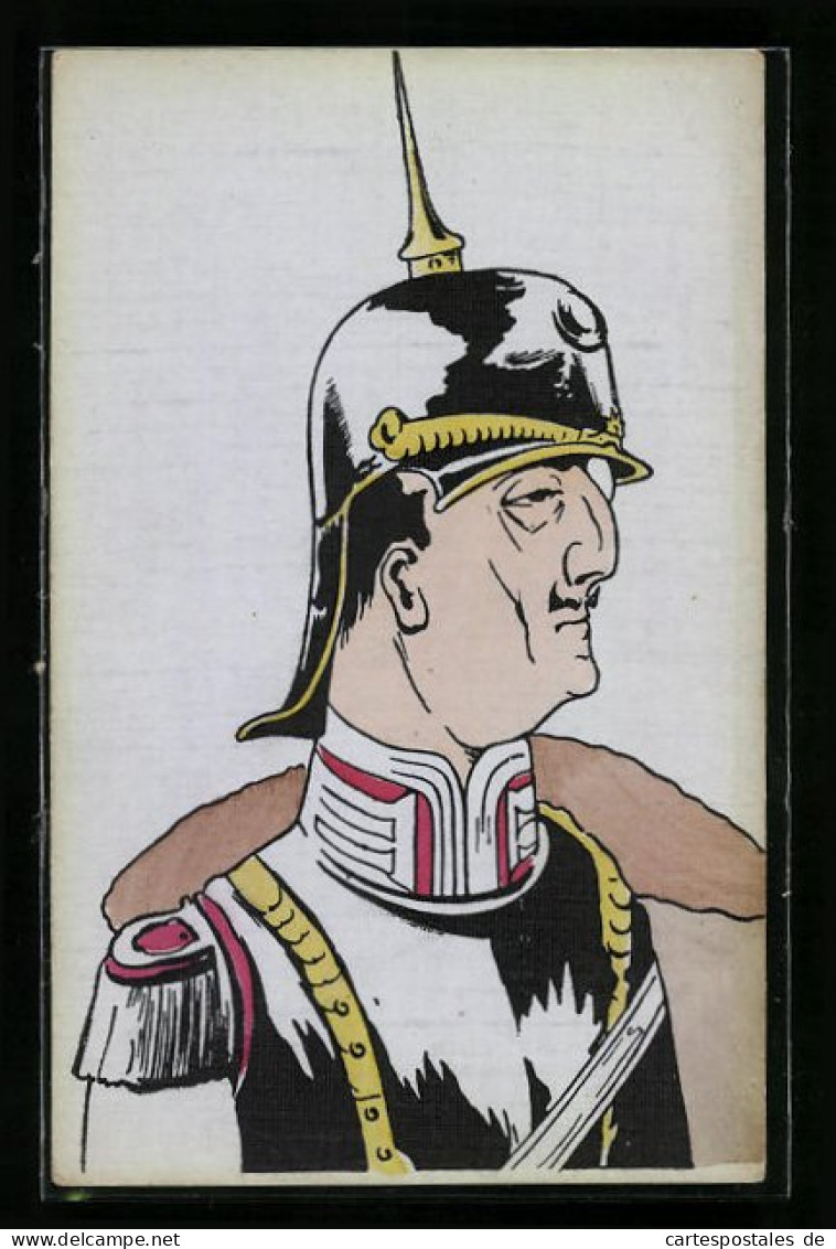 AK Deutscher Offizier In Uniform Mit Pickelhaube  - Weltkrieg 1914-18