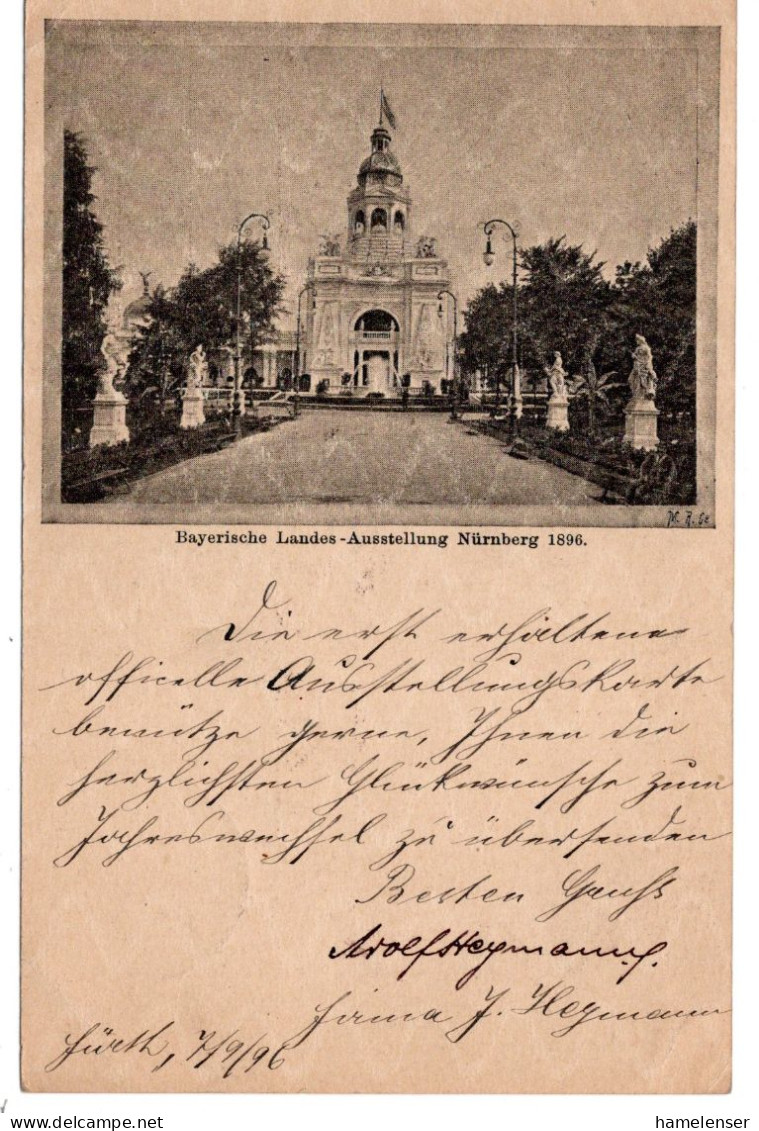 64295 - Altdeutschland / Bayern - 1896 - 5Pfg GASoKte Landesausstellung SoStpl NUERNBERG - LANDESAUSSTELLUNG -> DRESDEN - Covers & Documents