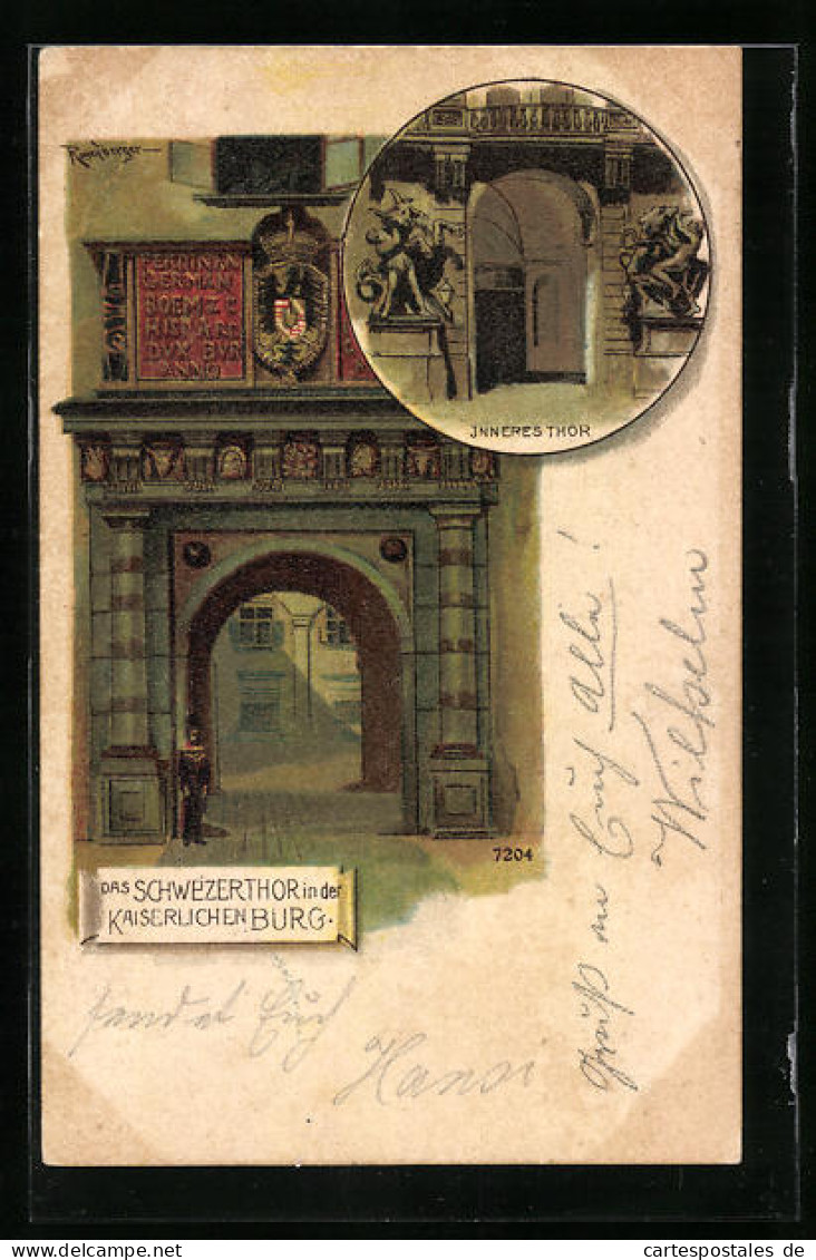 Lithographie Wien, Das Schweizertor In Der Kaiserlichen Burg  - Altri & Non Classificati