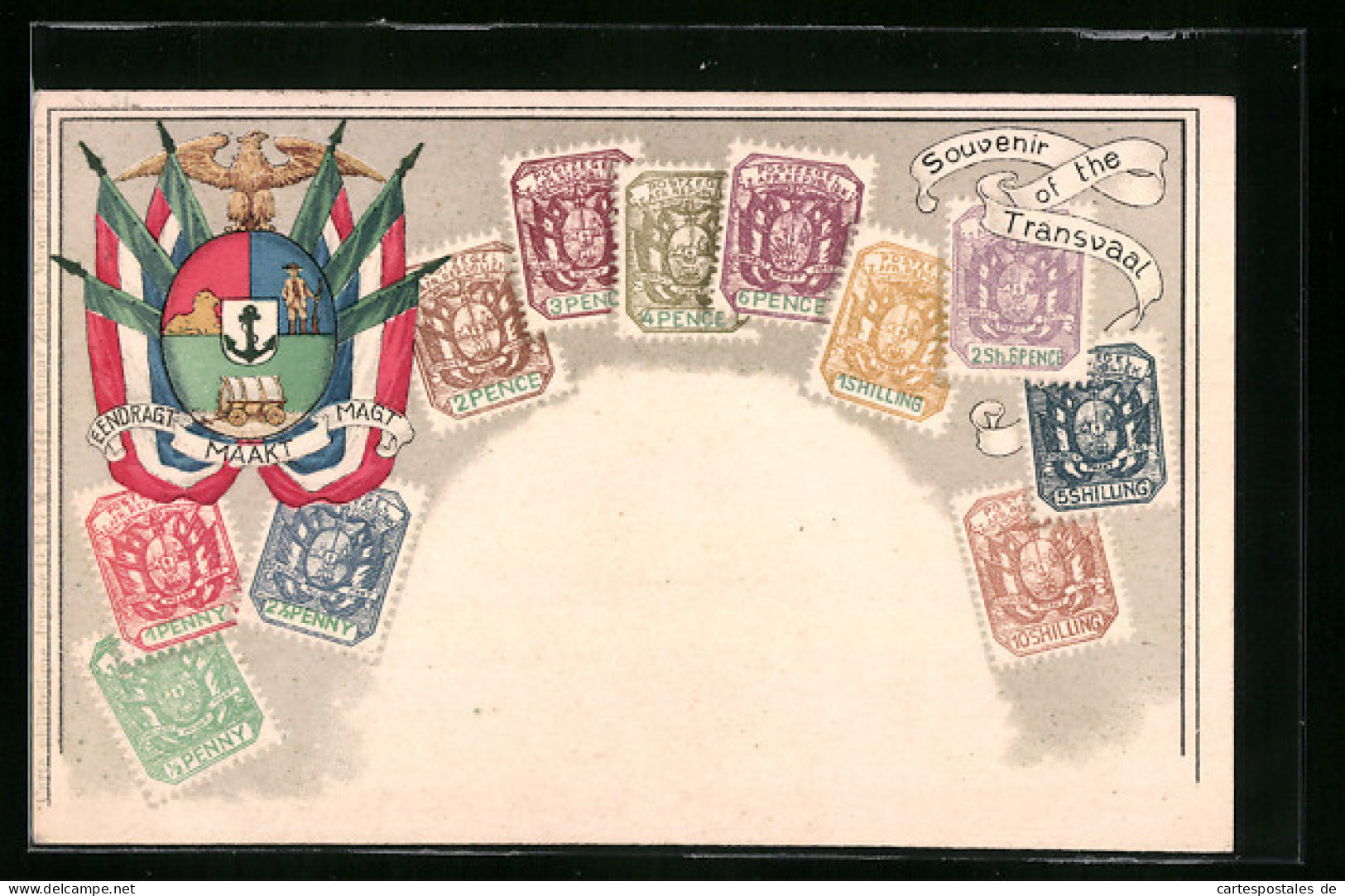 Präge-AK Briefmarken Mit Wappen Aus Transvaal  - Timbres (représentations)