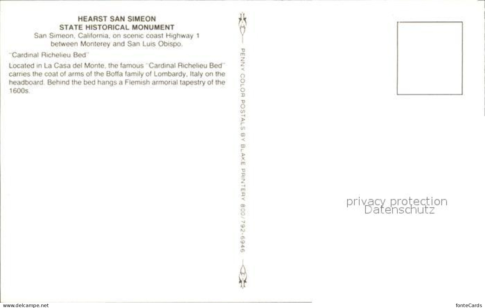 72582243 San_Simeon State Historical Monument Cardinal Richelieu Bed - Autres & Non Classés