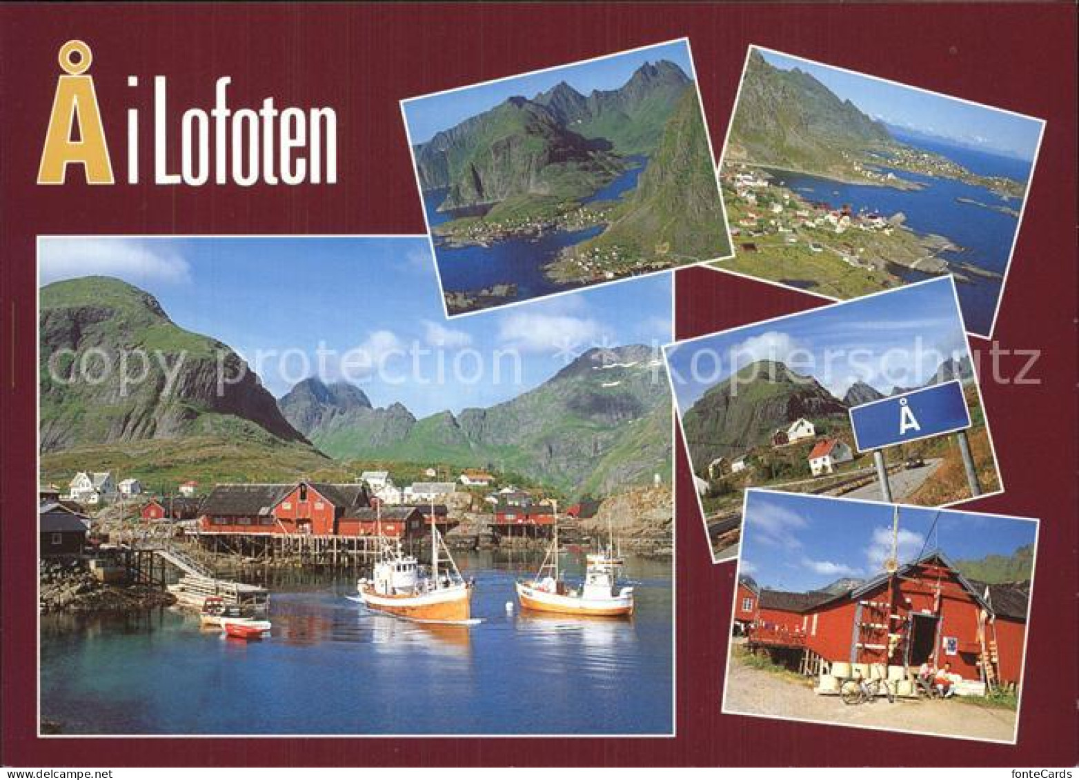 72580133 A Lofoten Hafenpartie Fliegeraufnahmen Ortsschild  A Lofoten Insel - Noruega