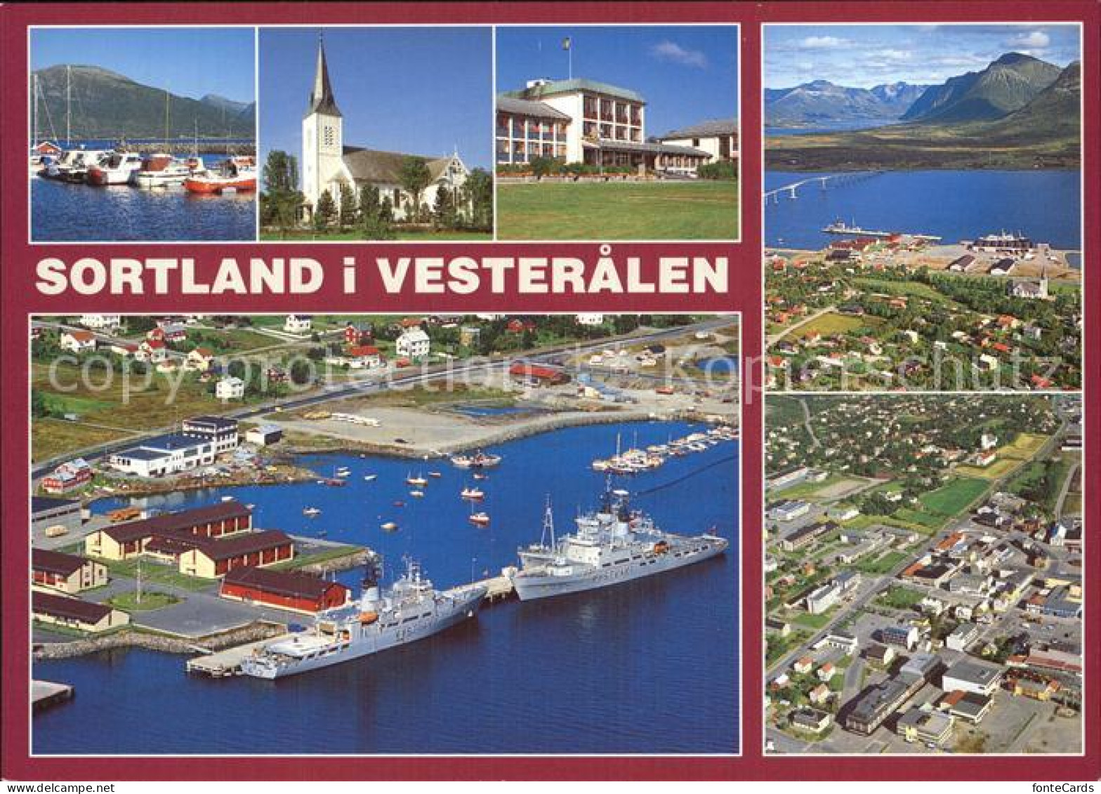 72580130 Sortland Vesteralen Fliegeraufnahmen Hafen Kirche Sortland - Noruega