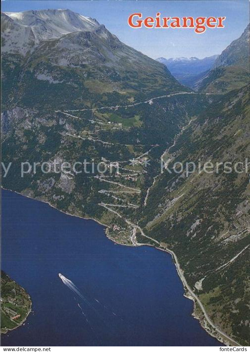 72580116 Geiranger Ornefjellvegen Fjord And The Zigzag Road Fliegeraufnahme Norw - Norway