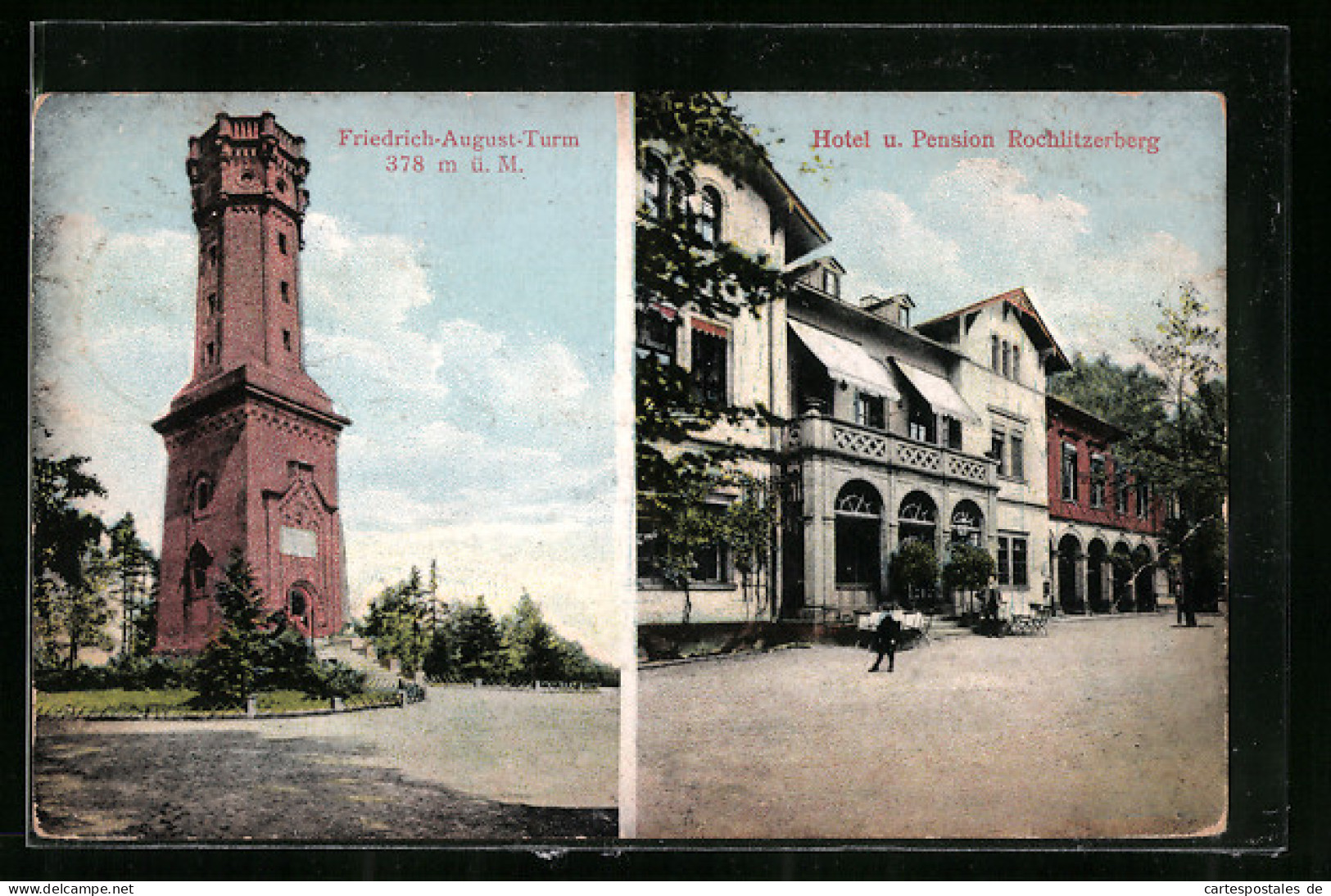 AK Rochlitz, Rochlitzerberg, Hotel Und Pension Und Friedrich-August-Turm  - Rochlitz