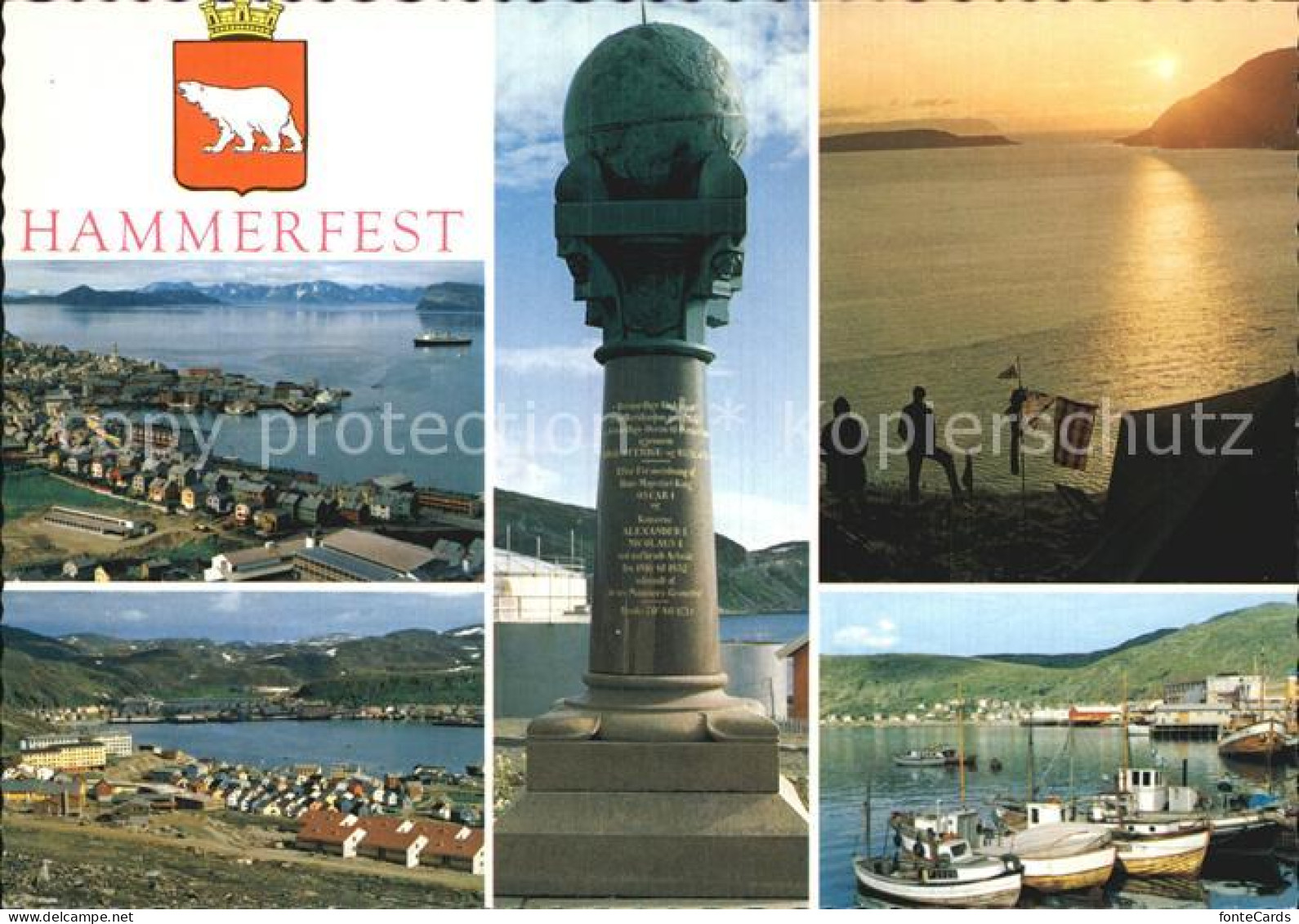 72576658 Hammerfest Panorama Hafen Meridianstein Mitternachtssonne Hammerfest - Noruega