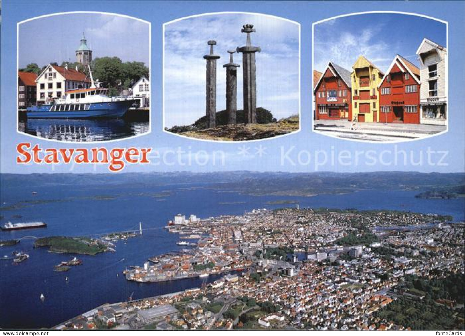 72576579 Stavanger Boot Denkmal Haeuserpartie Fliegeraufnahme Stavanger - Norvège