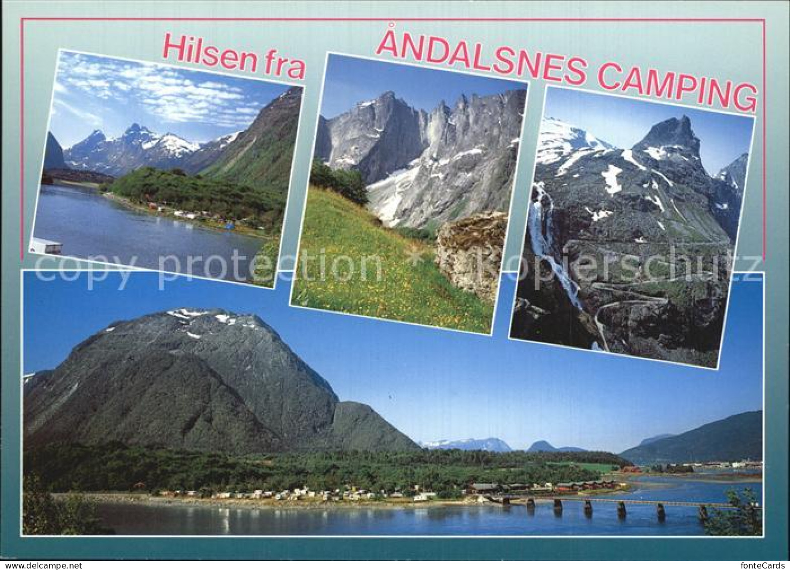 72576516 Andalsnes Camping Bruecke Gebirgspanorama Wasserfall Norwegen - Norvège