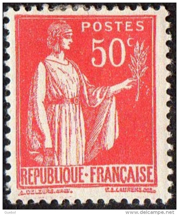 France Type Paix N°  283 ** Au Type I Le 50c Rose-rouge - 1932-39 Paz