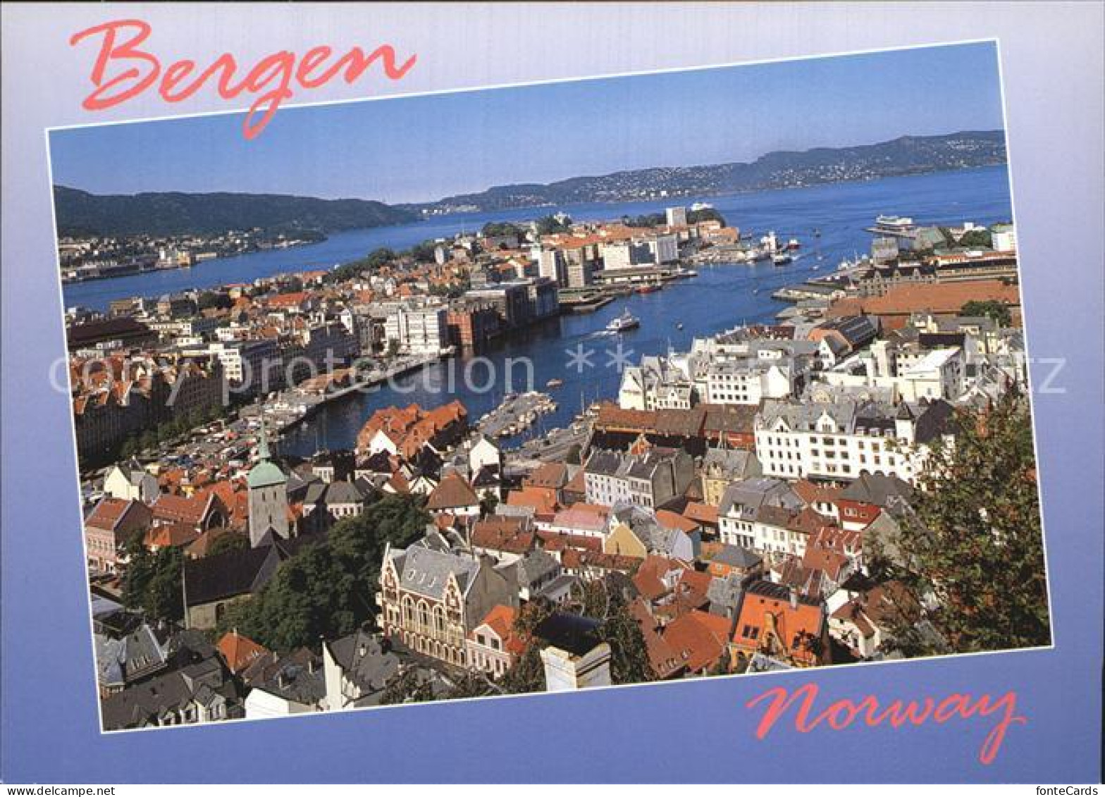 72576420 Bergen Norwegen Panorama Blick Ueber Den Hafen Bergen - Norway