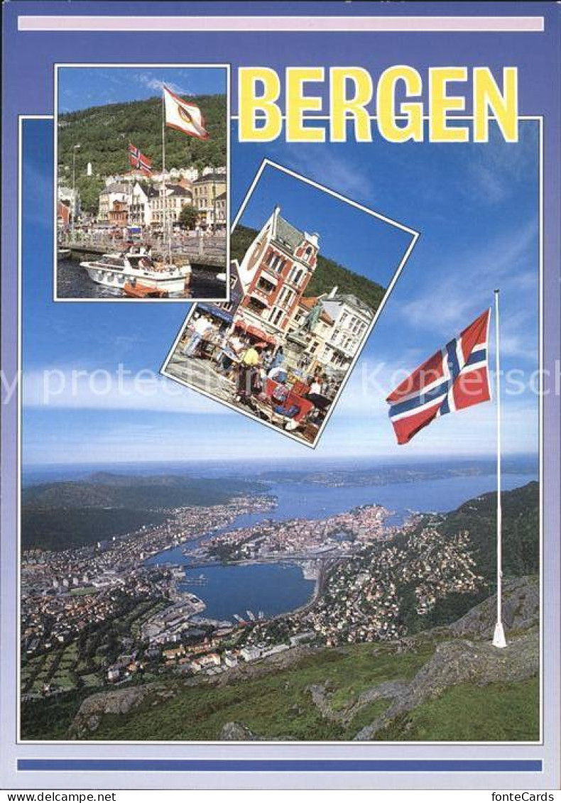 72576412 Bergen Norwegen Hafen Markt Panorama Bergen - Norvège