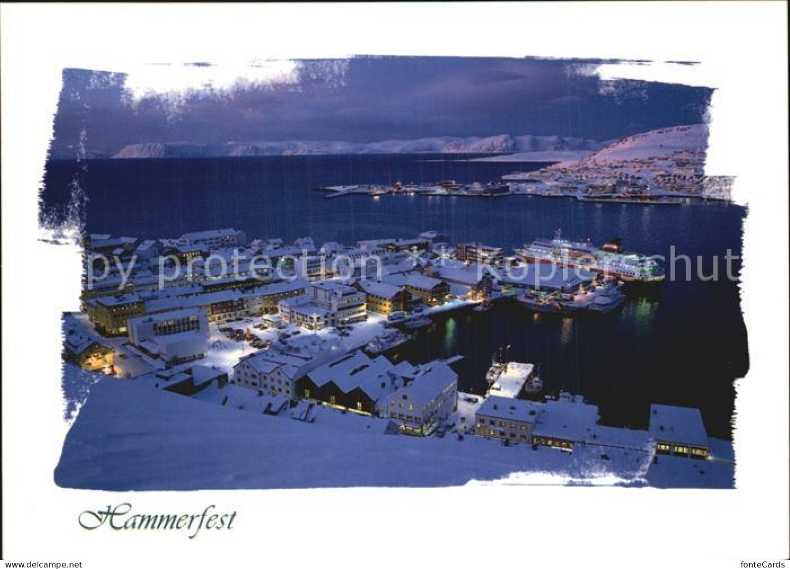 72576373 Hammerfest Blick Ueber Den Hafen Nachtaufnahme Hammerfest - Norwegen