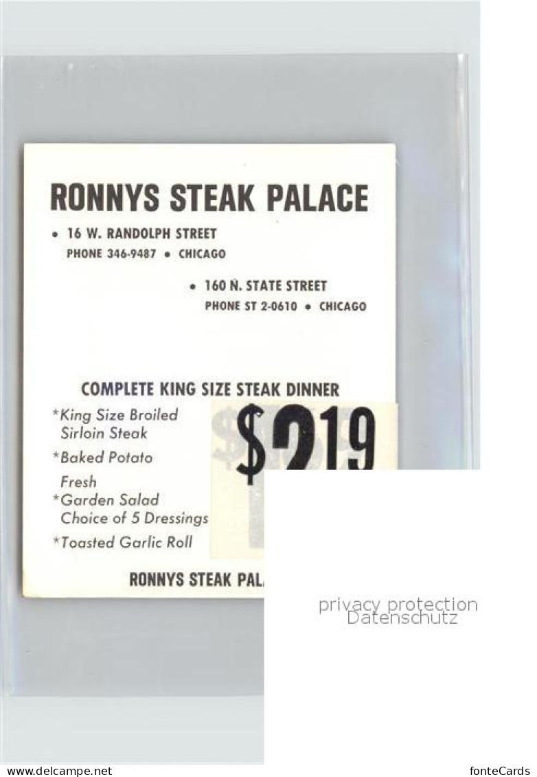 72563185 Chicago_Illinois Ronnys Steak Palace - Other & Unclassified