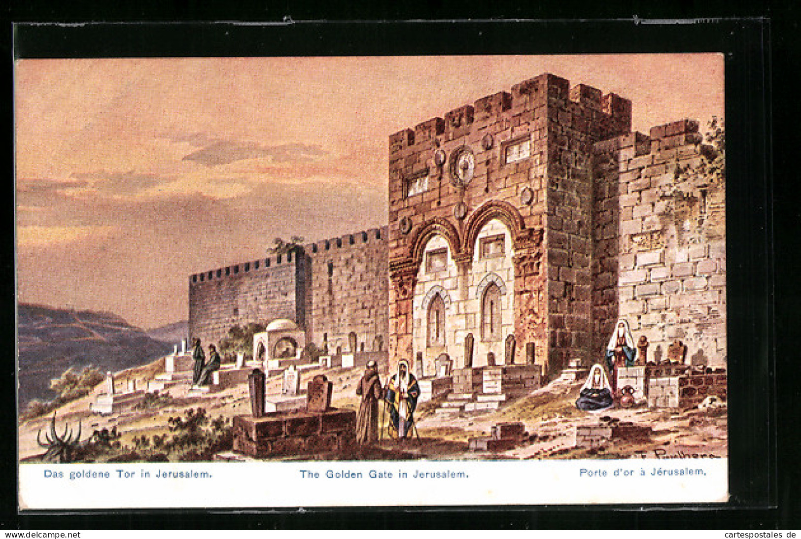 Künstler-AK Jerusalem, Das Goldene Tor  - Palestine