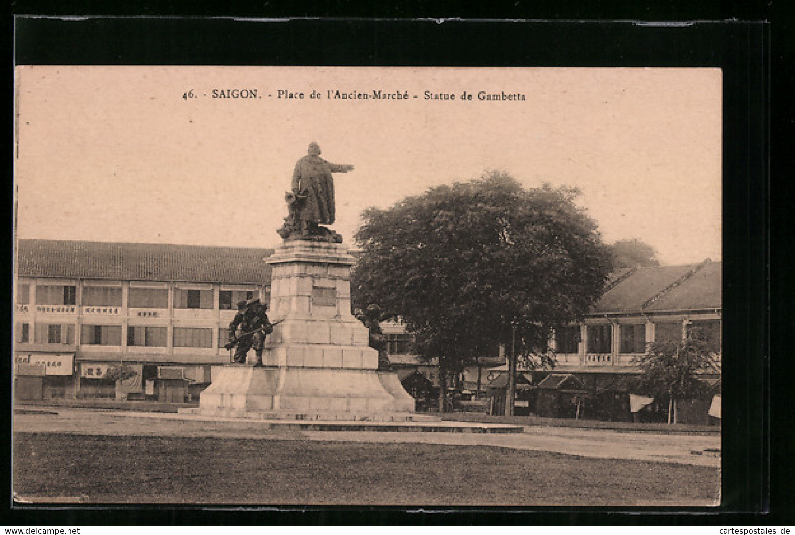 AK Saigon, Place De L`Ancien-Marché - Statue De Gambetta  - Vietnam