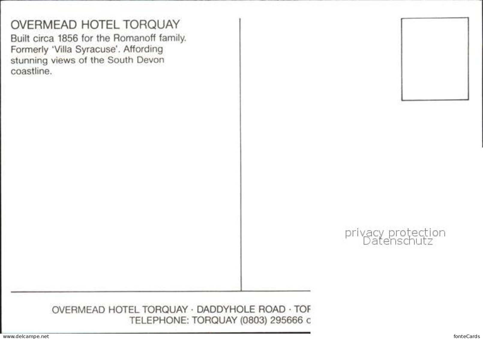 72534287 Torquay Torbay Overmead Hotel Zeichnung Torbay - Sonstige & Ohne Zuordnung
