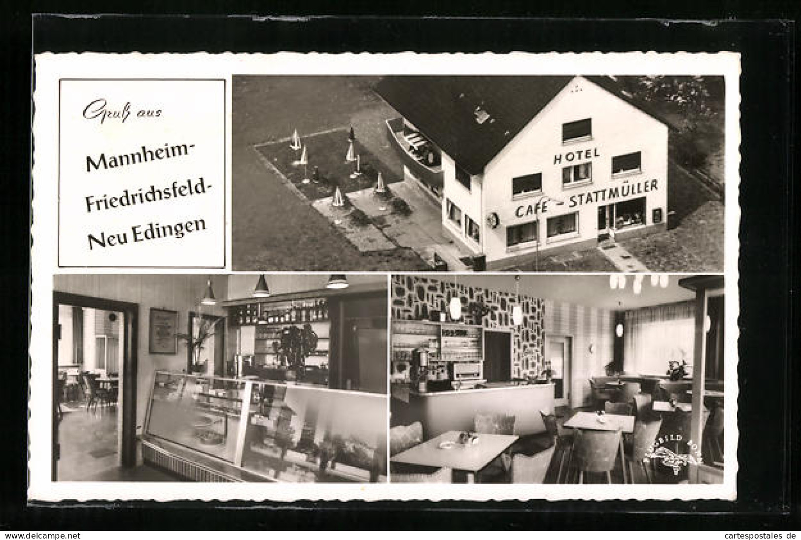 AK Mannheim-Friedrichsfeld, Hotel-Café Stattmüller Mit Innenansicht  - Mannheim