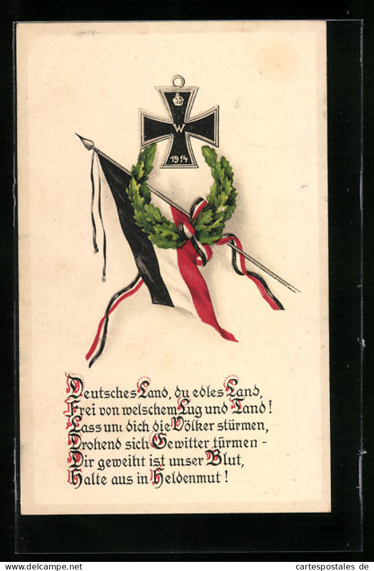 AK Eisernes Kreuz Mit Fahne Und Kranz  - Guerre 1914-18