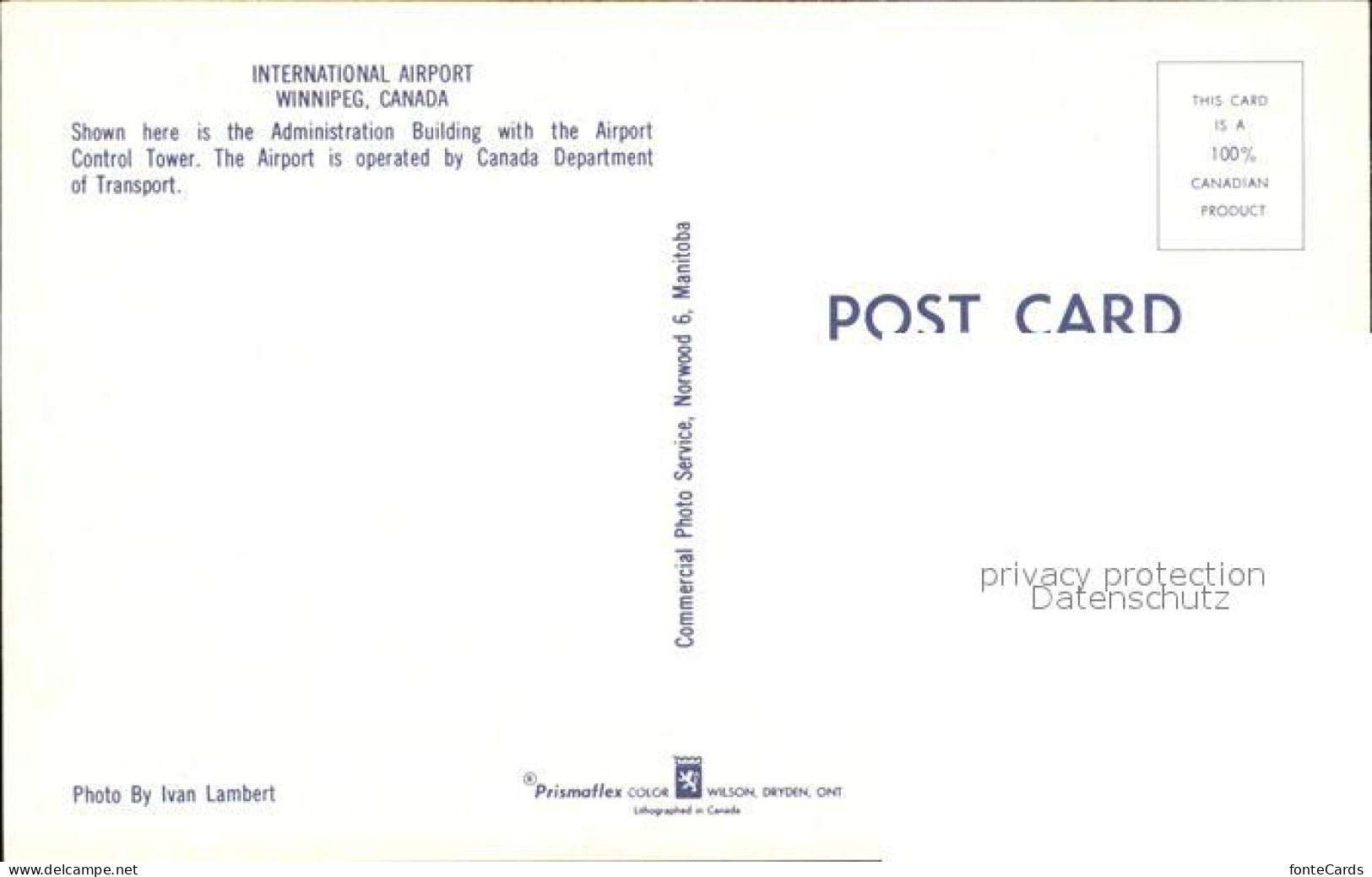 72519946 Winnipeg Air Port Control Tower Winnipeg - Unclassified