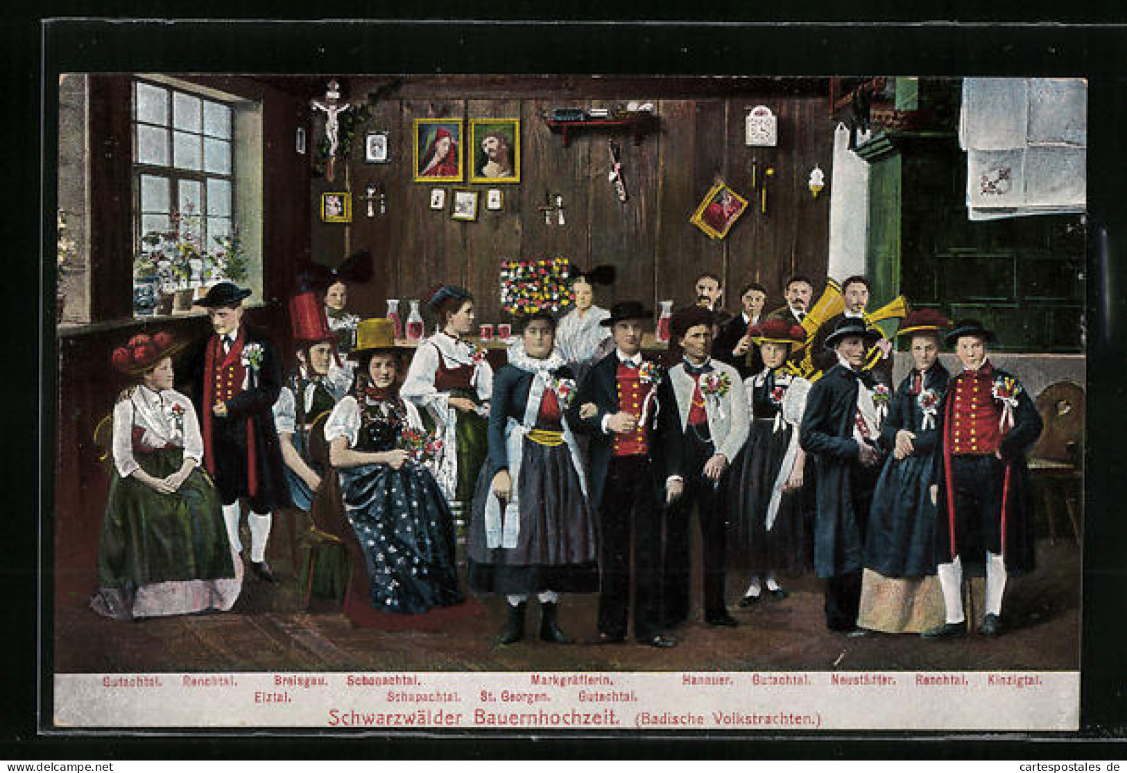 AK Schwarzwälder Bauernhochzeit In Badischen Volkstrachten  - Costumes