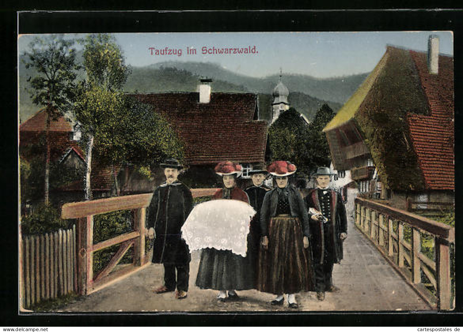 AK Taufzug In Schwarzwälder Tracht  - Costumi