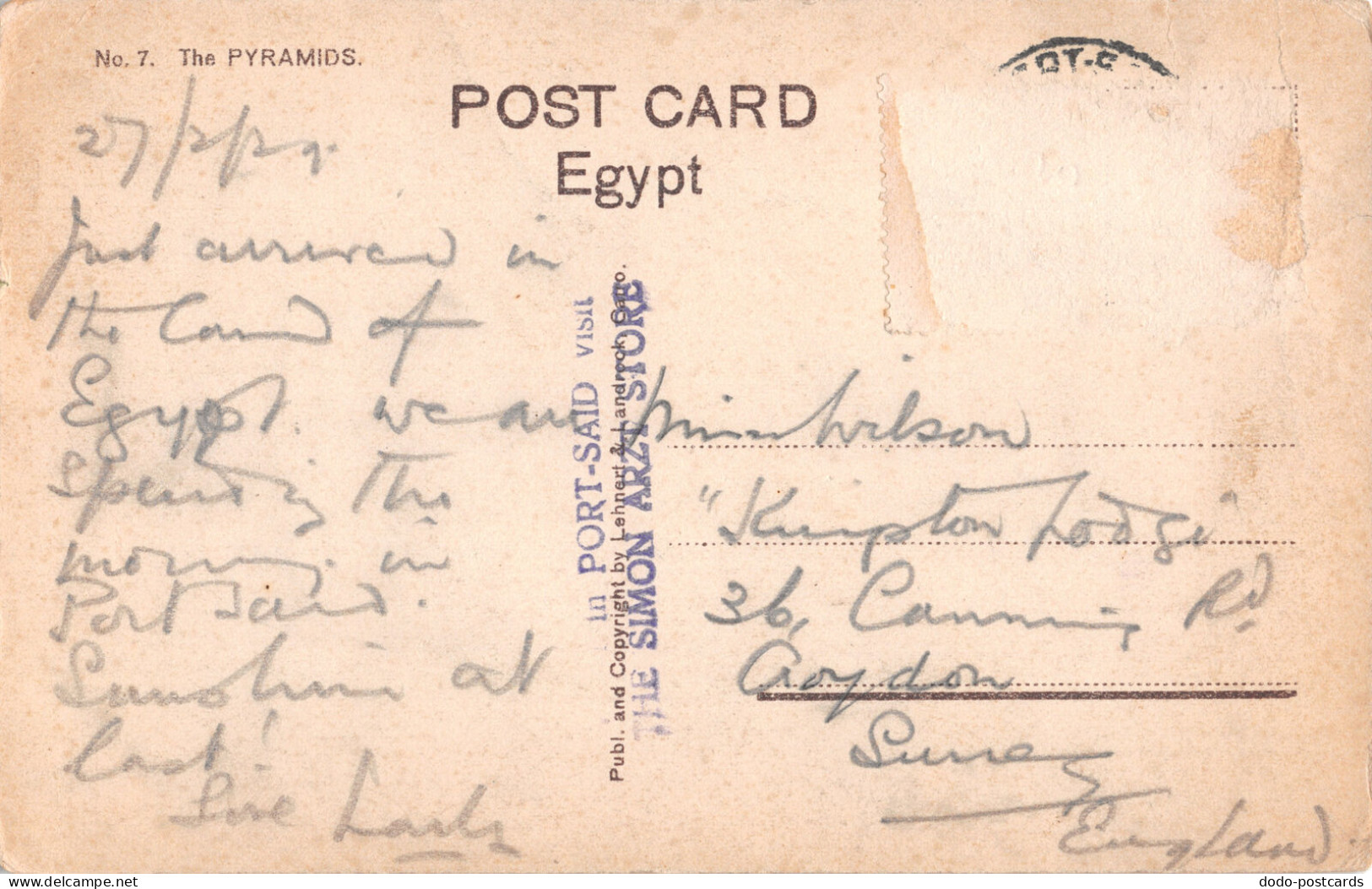 R299687 The Pyramids. Lehnert And Landrock. No. 7. Postcard - Wereld