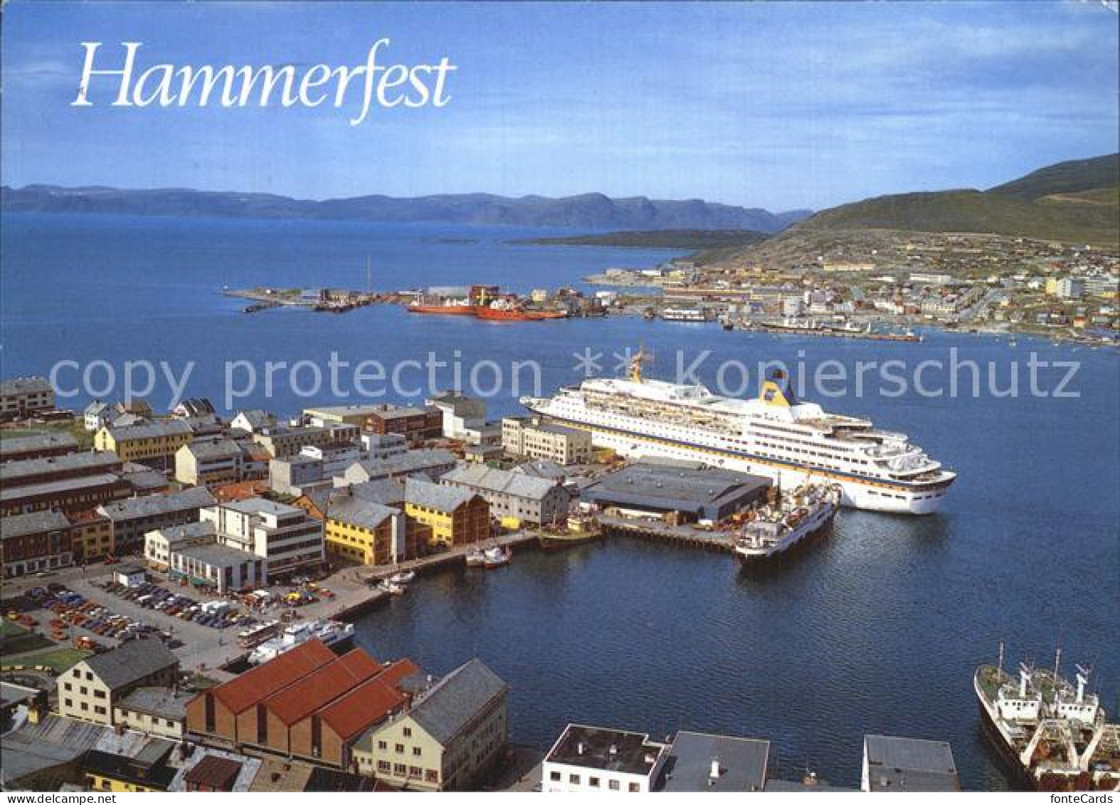 72498949 Hammerfest Fliegeraufnahme Kreuzfahrschiff Hammerfest - Norwegen