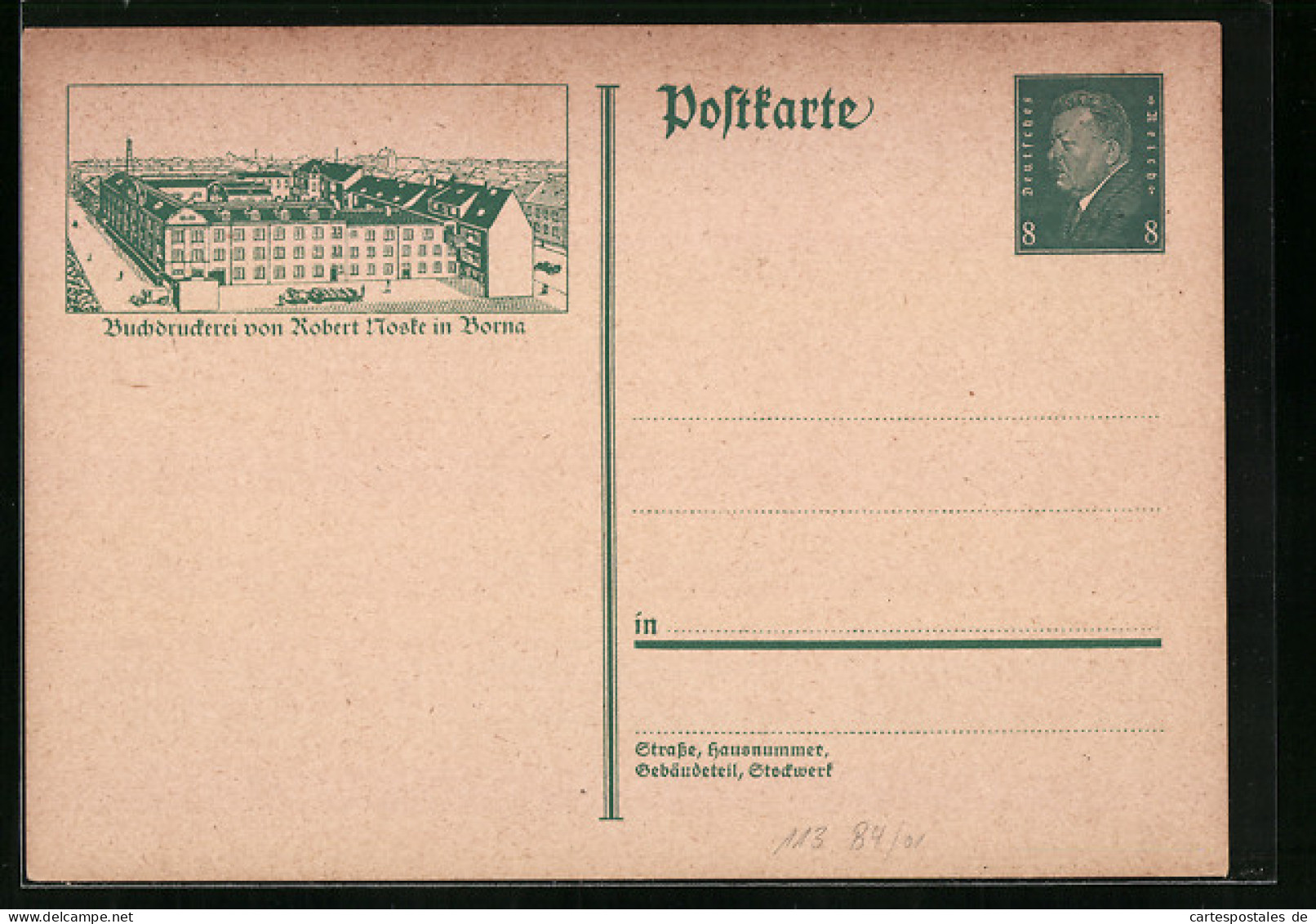 AK Ganzsache PP113B6 /01: Borna, Buchdruckerei Von Robert Noske  - Briefkaarten