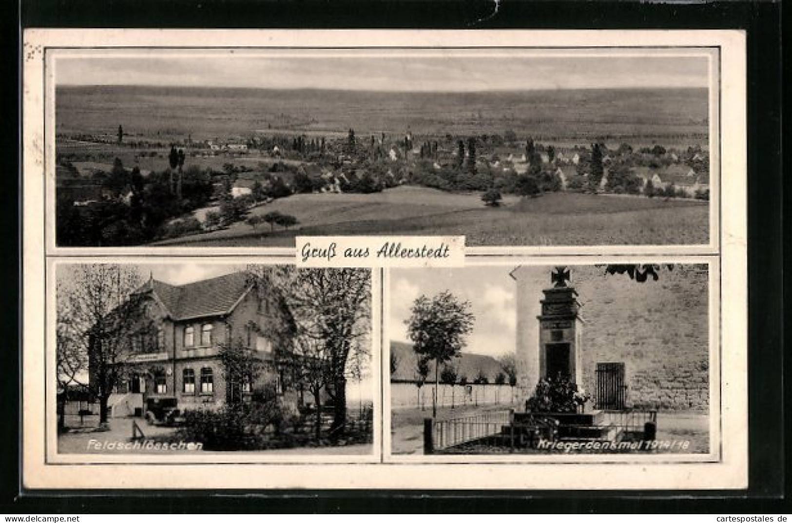 AK Allerstedt, Gast- Und Logierhaus Feldschlösschen, Kriegerdenkmal 1914-18, Teilansicht  - Other & Unclassified