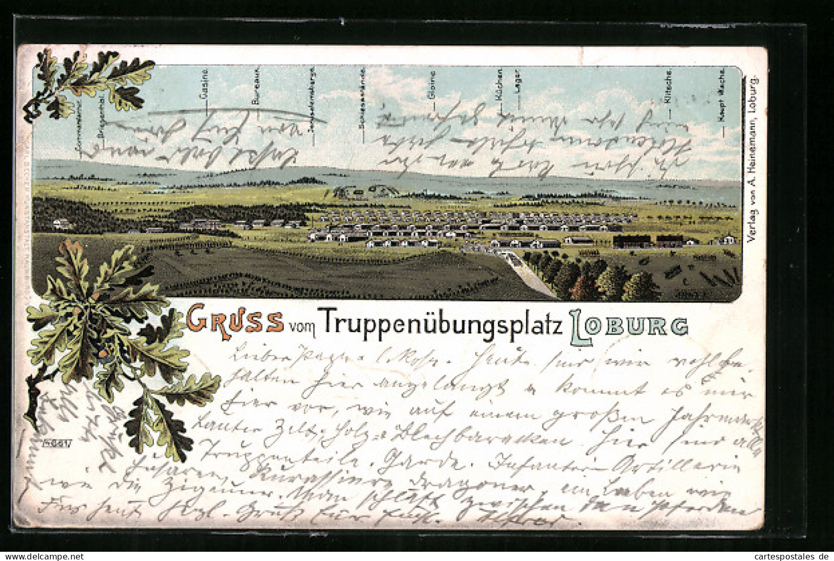 Lithographie Loburg, Truppenübungsplatz Mit Casino, Bureaux Und Küchen  - Other & Unclassified