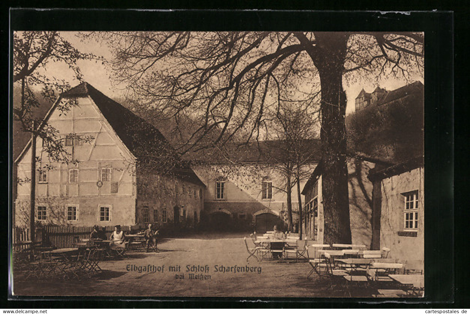 AK Meissen, Elbgasthof Mit Schloss Scharfenberg  - Meissen