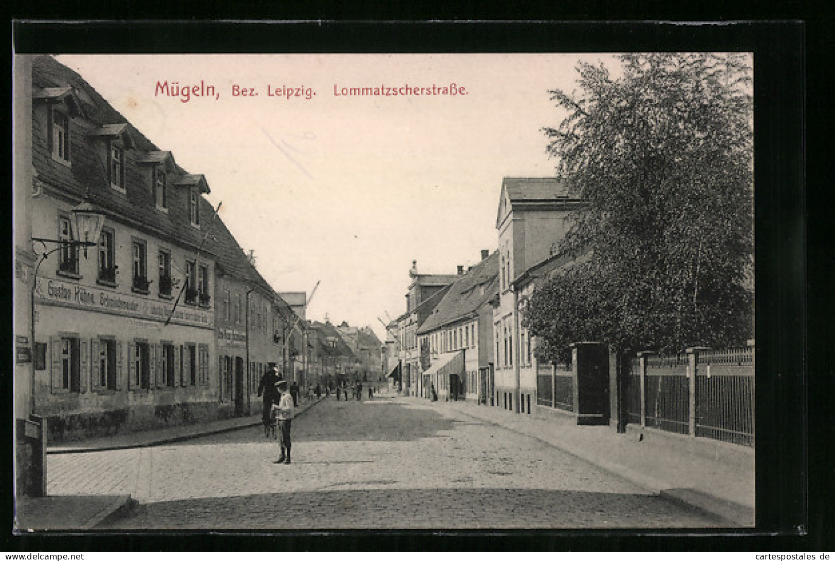 AK Mügeln /Bez. Leipzig, Lommatzscherstrasse Mit Schneiderei Gustav Kühne  - Lommatzsch