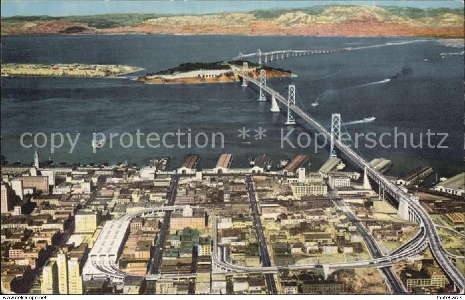 72486860 San_Francisco_California Oakland Bay Bridge Air View - Andere & Zonder Classificatie