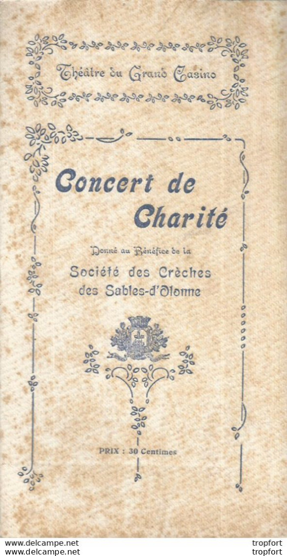 JU / PROGRAMME Theatre SABLES D'OLONNE Concert Charité 1910 CASINO MUNICIPAL Berengère David - Programmes